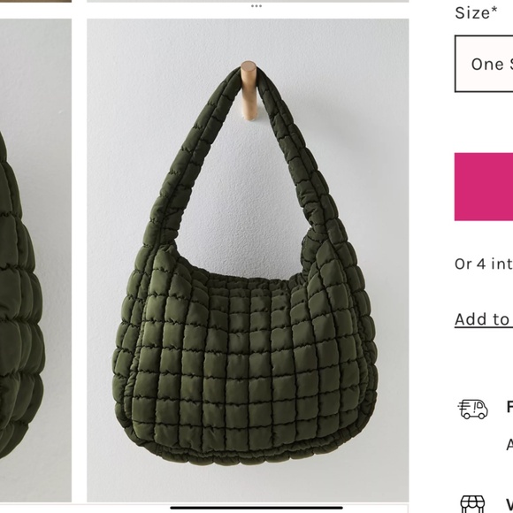 Free People Movement Quilted Carryall Bag in Army - Picture 6 of 11